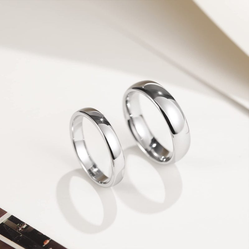 Greenpod 6mm Silver Tungsten Carbide Ring for Men Women Wedding Band High Polished Shiny Domed Comfort Fit Size 8.5 - Image 2